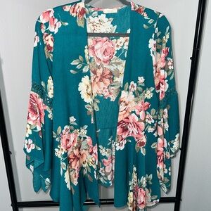 ODDY Floral Teal Cardigan